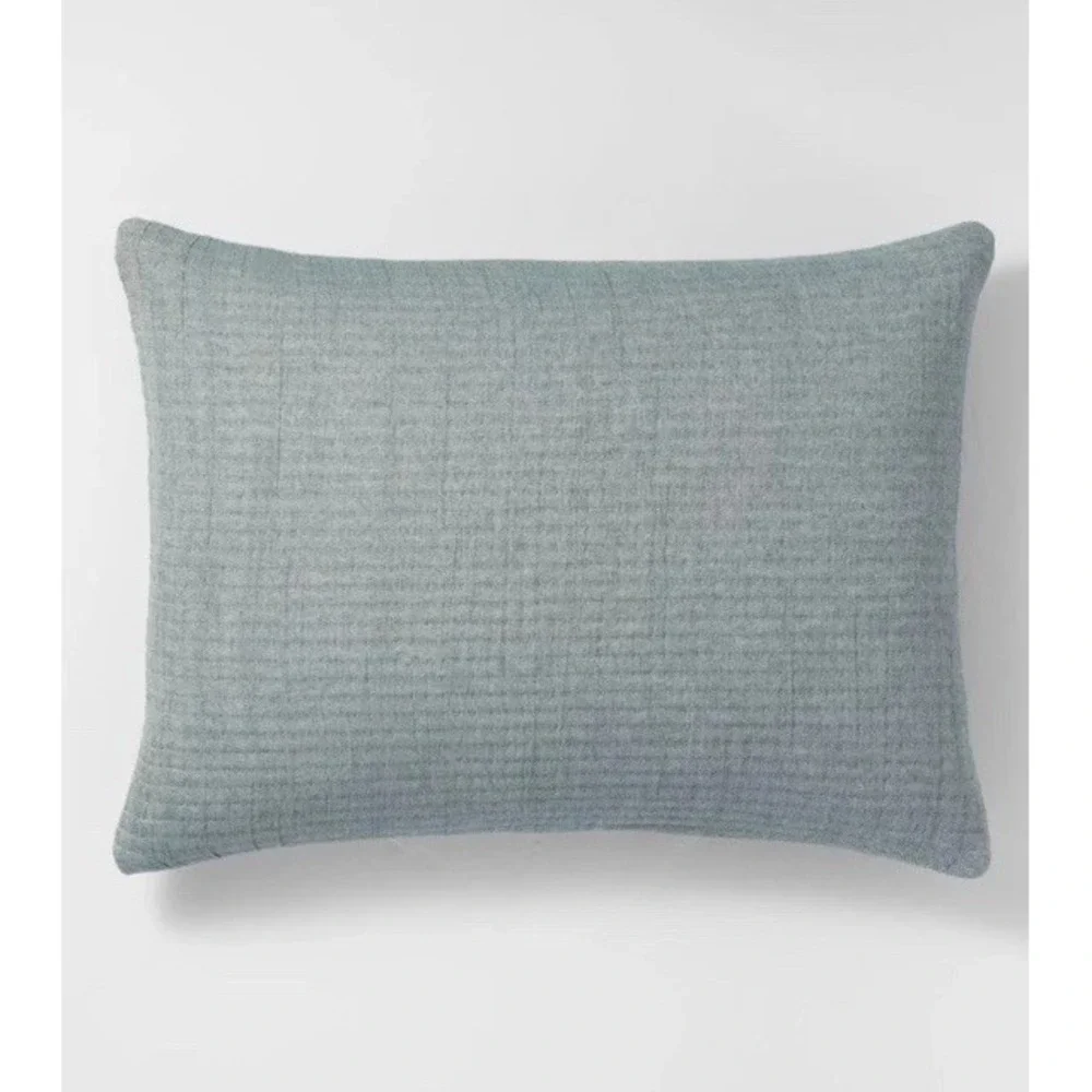 Casaluna Standard Reversible Textured Cotton Chambray Sham Dark Teal Blue